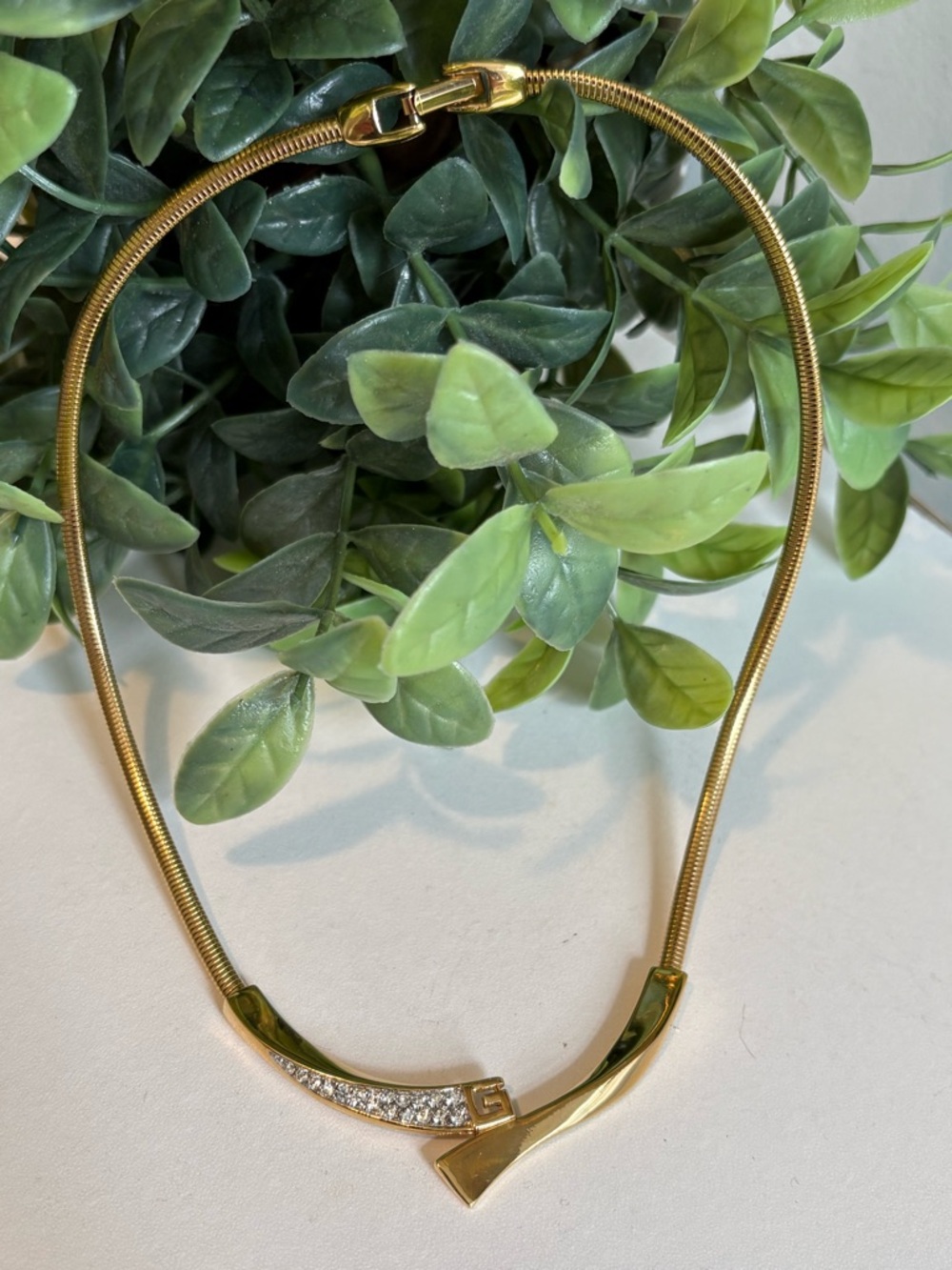 Vintage Givenchy G Crystal Collar Necklace EUC